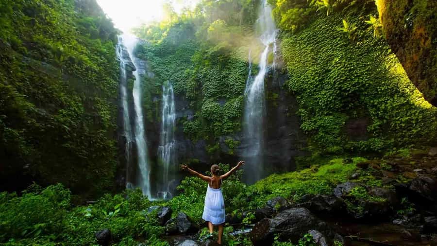7 Hiden waterfalls and Luwak Coffee Visit - The route from village lanes to the twin falls