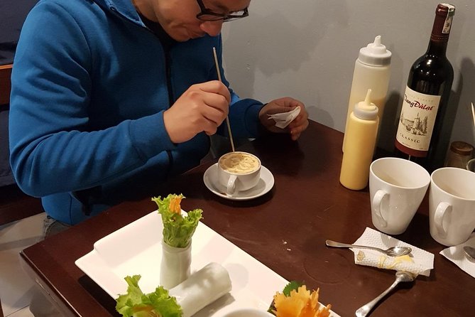 Hanoi Egg Coffee making course - Arriving at the red-panel restaurant