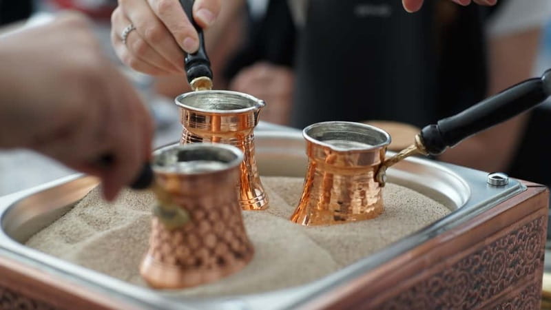 Istanbul: Turkish Coffee Brewing on Sand + Gift Set - Foam control on heated sand